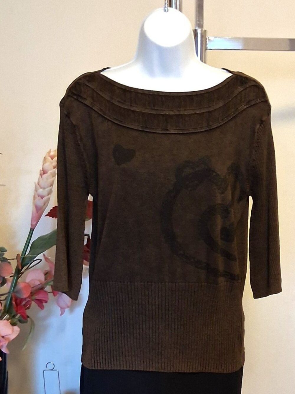 Quality Knit Cardigan Sweater ¾ Sleeves Knitwear Spring Autumn Winter Women M